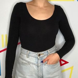 American Apparel Black Long Sleeve Bodysuit